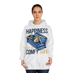 Happiness Is A Comfy Sofa Girls College Hoodie - Stylish & Cosy for Campus Life