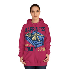 Happiness Is A Comfy Sofa Girls College Hoodie - Stylish & Cosy for Campus Life