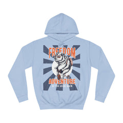 Freedom Adventure Never look Back Unisex College Hoodie - Stylish & Cosy for Campus Life