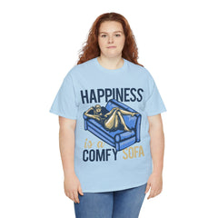 Happiness Is A Comfy Sofa Girls Heavy Unisex Cotton Tee - Extreme Dirt Bike Champion Shirt