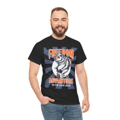 Freedom Adventure Never look Back Heavy Unisex Cotton Tee - Extreme Dirt Bike Champion Shirt