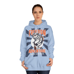 Freedom Adventure Never look Back Unisex College Hoodie - Stylish & Cosy for Campus Life