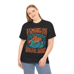 A Smooth Sea Never made a Skillful Sailor Heavy Unisex Cotton Tee - Extreme Dirt Bike Champion Shirt