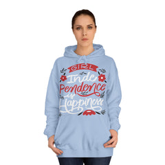 Girl Independence is Happiness College Hoodie - Stylish & Cosy for Campus Life