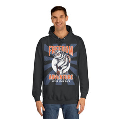 Freedom Adventure Never look Back Unisex College Hoodie - Stylish & Cosy for Campus Life