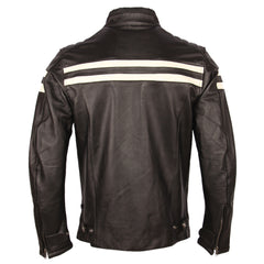 Men's Retro Classic White-straps Motorcycle Leather Jacket