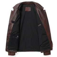 Men's Vintage Distressed Brown Brando Biker Cowhide Leather Jacket