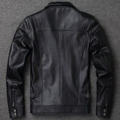 Men’s Retro Biker Vintage Motorcycle Cowhide Leather Jacket