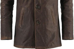 Men's Vintage-Inspired Distressed Brown Sheepskin Leather Jacket