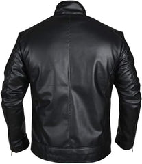 Men's Retro Motorcycle Black Café Racer Sheepskin Leather Jacket
