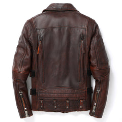 Men's Vintage Distressed Brown Brando Biker Cowhide Leather Jacket