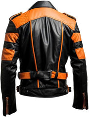 Men's Black Quilted-Sleeves Pure Sheepskin Leather Jacket