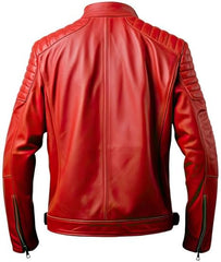 Men's Genuine Sheepskin Classy Biker Quilted Café Racer Leather Jacket