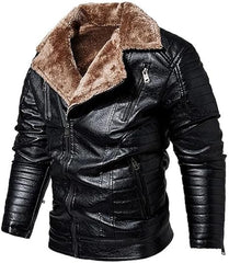 Men's Genuine Sheepskin Leather Sherpa-Lined jacket