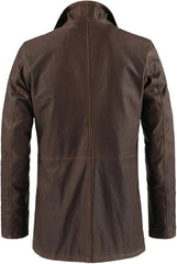 Men's Vintage-Inspired Distressed Brown Sheepskin Leather Jacket