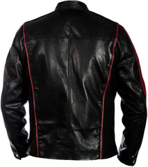 Men's Hight-Quality Black Red-accents Lambskin Leather Jacket