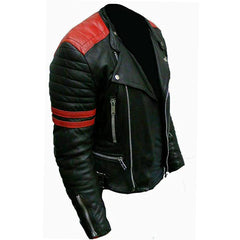 Men’s Brando Quilted Motorcycle Black Lambskin Leather Jacket