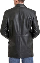 Men's Three Button Front Closure Men Lambskin Leather Jacket