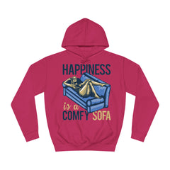 Happiness Is A Comfy Sofa Girls College Hoodie - Stylish & Cosy for Campus Life