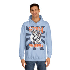 Freedom Adventure Never look Back Unisex College Hoodie - Stylish & Cosy for Campus Life
