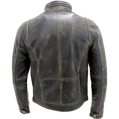 Herren Vintage Café Racer Distressed Moto Lederjacke in Braun
