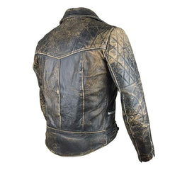 Herren Motorradjacke aus echtem Rindsleder im Used-Look, braun, Brando