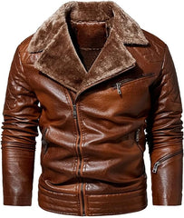 Men's Genuine Sheepskin Leather Sherpa-Lined jacket