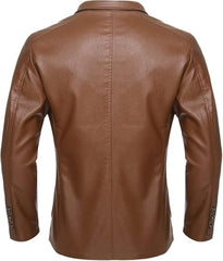 Men’s Casual Wear Tan-Brown Faux Leather Biker Jacket