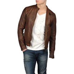 Brown Men Plane Leather Jacket