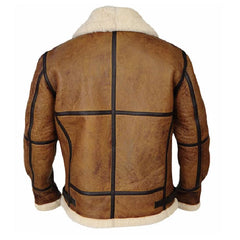 Men's Bomber B3 Sherpa fur Brown sheepskin Leather Jacket