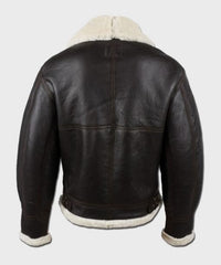 Men's B3 Pilot Brown Bomber Premium Sheepskin Leather Jacket