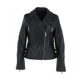 Women's Classic Black Leather Lambskin Biker Jacket