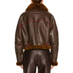Girlfriends Paris Fashion Club Brown Bomber Cowhide Leather Jacket