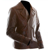 Men's American Nationalism Brown Sheepskin Outerwear Leather Jacket