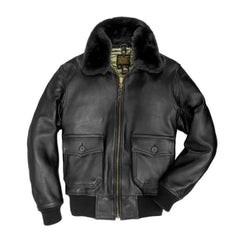 Men's Aviator Edge-Style Black Bomber Pure Lambskin Leather Jacket