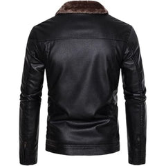 Men's Aviator Slim-Fit Moto-Design Black Cowhide Leather Jacket