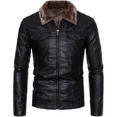 Men's Aviator Slim-Fit Moto-Design Black Cowhide Leather Jacket