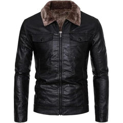 Men's Aviator Slim-Fit Moto-Design Black Cowhide Leather Jacket