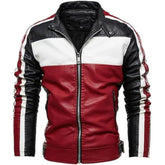 Men's Casual Eye-Catching Patched Stylish Cowhide Leather Jacket