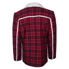 Men's Christmas Red Checked Out-Fit Fur Sherpa Lined Cotton Jacket