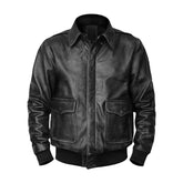 Men's Classic Distressed Brown Bomber Real Sheepskin Leather Jacket