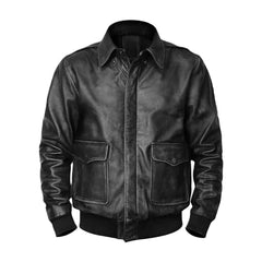 Men's Classic Distressed Brown Bomber Real Sheepskin Leather Jacket