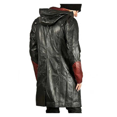 Men's Demons Hunter Black-Maroon Cowhide Leather long Hooded Coat