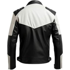 Men's Moto-Ghost Rider Black-White Sheepskin Leather Jacket