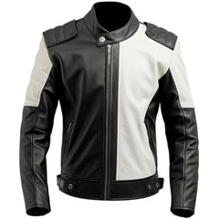 Men's Moto-Ghost Rider Black-White Sheepskin Leather Jacket