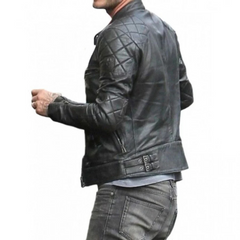 Men's Moto-Iconic Fighter Style Black Real Sheepskin Leather Jacket