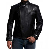 Men's Quilted Panel Outfit Black Lambskin Designer Leather Jacket