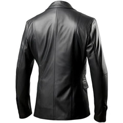 Men's Classic Charcoal Slim-fit Genuine Sheepskin Leather Coat