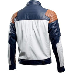 Men's white-Brown Bomber Sleek Design Real Sheepskin Leather Jacket