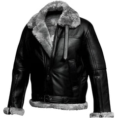 Men's Black RAF B3 Flight Bomber Leather Jacket